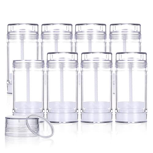 Cositina 8 PCS 75ml/2.5oz Plastic Deodorant Containers Empty Refillable Deodorant Stick Bottles Round Clear Twist Up Bottom Filling Lip Balm Tubes for DIY Crayon Chapstick