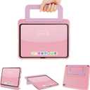 INFILAND Kids Case for iPad A16 11 Inch 2025 (11th Gen), iPad 10th Generation (10.9 Inch 2022), Durable Soft Shockproof Stand Protective Cover with Handle (Pink Purple)