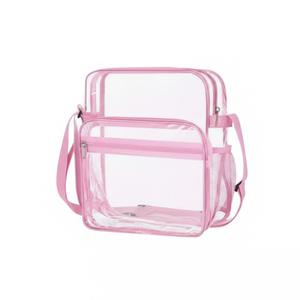 12 Piece Large Reusable Clear Lunch Bags Bulk 12 x 10 x 5.5 Inch Transparent Lunch Box Stadium Approved Tote Bag Plastic See Through Backpack with Adjustable Shoulder Strap for Work Travel