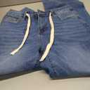 Sidefeel Women's Wide Leg Jeans High Waisted Stretchy Straight Leg Baggy Drawstring Zimbaplatinum Denim Pants Size 8