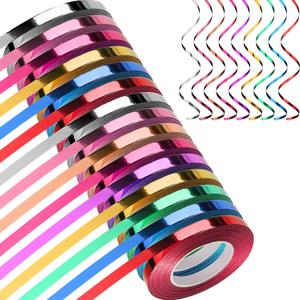Shappy 15 Rolls Curling Ribbon 1/5" Wide x 11 Yards Total 165 Yards Balloon String Curly Shiny Metallic Roll Assorted Colors for Art Craft Gift Wrapping Florist Wedding Festival Decor(Elegant Color)