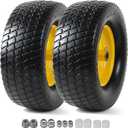 AR-PRO (2-Pack) 16x6.50-8 Flat-Free Tire and Wheel Assembly, Solid Riding Mower Lawn Tractor Tire, 3" Offset Hub, 3/4" Bushings, Perfect for Garden Tractors & Yard Equipment