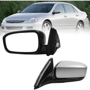 Dasbecan Driver Side Mirror Compatible with 2003-2007 Honda Accord Left Side Door Mirrors With Manual Folding Power Glass Replace#HO1320152 Alabaster Silver Metallic Cover 3pins