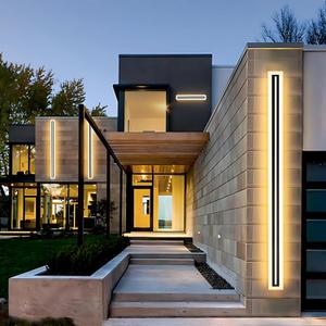 2 PACK-39inch Long Outdoor Modern LED Wall Light,Waterproof IP65 Warm White 110V led Wall Mount Lighting Fixture Rectangular Black Elegant Frosted White Acrylic Anti Rust.