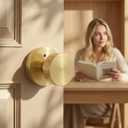 Goldenwarm Gold Door Knobs Interior, Heavy Duty Zinc-Alloy Privacy Brushed Gold Interior Door Knobs, Brushed Brass Indoor Doorknobs for Bedroom, Bathroom (6 Pack)