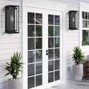 Large Outdoor Wall Sconce 2 Pack, 19" Outdoor Wall Lights Wall Mount, Matte Black Exterior Lighting Fixtures Anti-Rust Porch Lights with Clear Glass for Front Door, Garage
