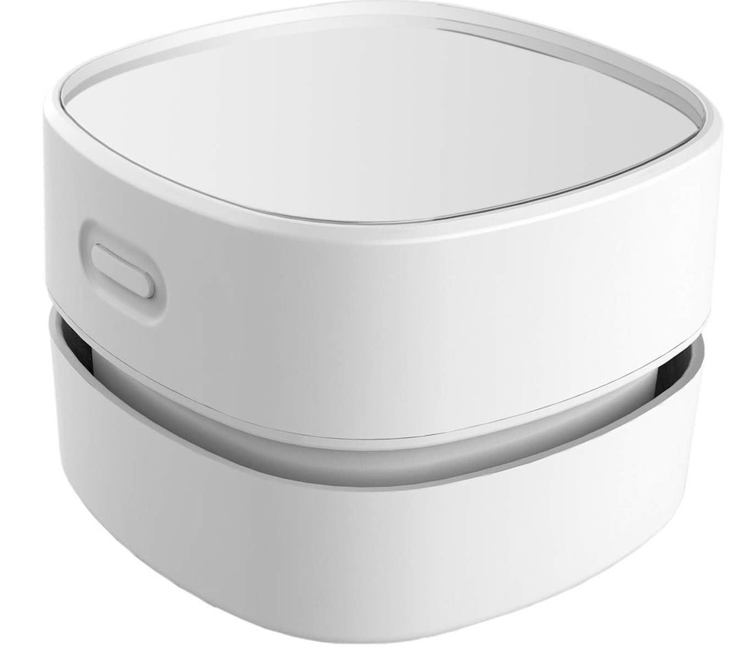 ODISTAR Desktop Vacuum Cleaner,Mini Table dust Sweeper Energy Saving with auto Power-Off Function,High Endurance up to 400 mins,Cordless&360 Rotatable for Keyboard/Home/Office (White USB Charging)