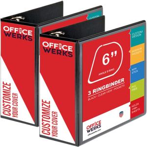 Performore - 2 Pack of 6 Inch 3 Ring Binder with Locking Angle D Rings, Professional Heavy Duty Large Storage Binder with Pockets, Fits 8.5 x 11 Inch Sheets, Non-Stick Clear View Cover, Customizable