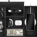 SITHON Valet Tray Desktop Organizer - 8 Compartments Catchall EDC Tray PU Leather Bedside Vanity Nightstand Caddy Coin Box Key Jewelry Storage Organizer, Black