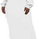 Lrady Women's Elastic Waist Slim Bodycon Side Tassels Long Maxi Pencil Skirts, Extra Large, White 