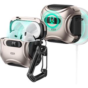 ESR for AirPods 4 Case, Compatible with AirPods 4 Generation Case (2024) (USB-C), Compatible with MagSafe, Drop-Proof Lock, Easy Open, Cyber Series, Desert Titanium