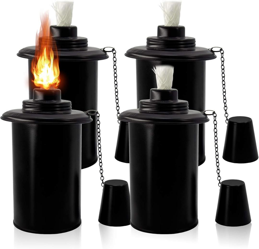 Torch Replacement Canisters, Bamboo Lantern Refillable Torches, Decorative Torch Canister Replacement for Yard, Patio, Deck, Garden, Party, Landscape (12oz 4Pack)