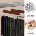 4 Pack Belt Hanger for Closet, Wooden Tie Rack Hangers for Men with 8 Hooks, Space Saving Belt Organizer, Closet Storage for Ties, Belts, Bras, Scarves, Tank Tops