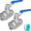 2 Pack Full Port Ball Valve 3/4 NPT 304 Stainless Steel 2 - chip ball valve Female Heavy Duty WOG1000 for Water，Oil，Gas with Locking Devic (3/4", 2)