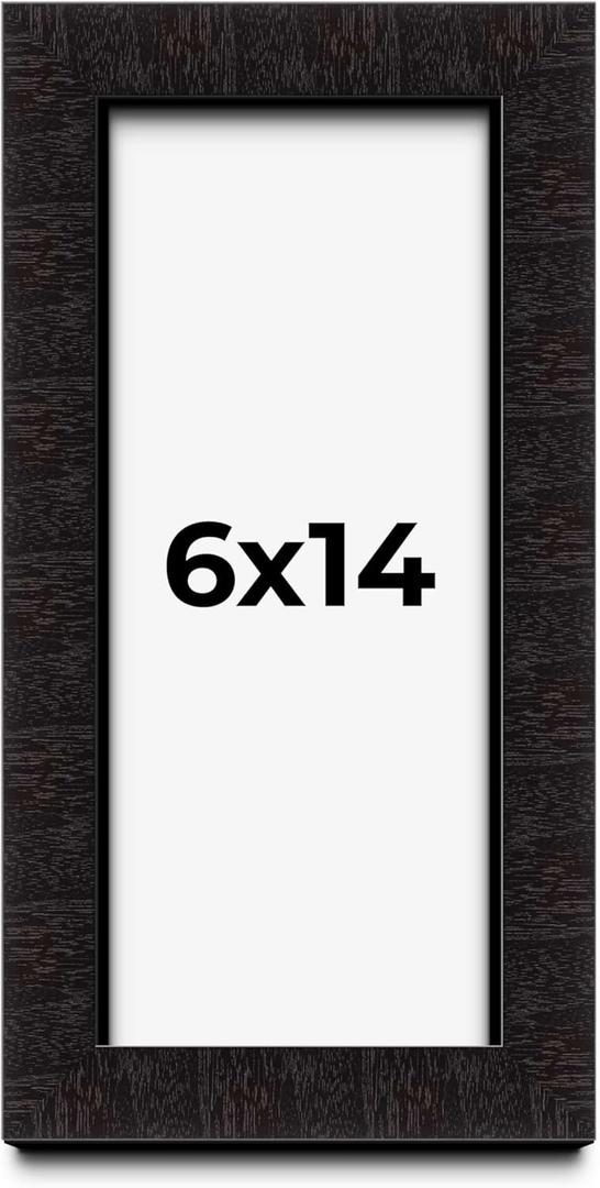 6x14 Shadow Box Black Solid Wood Display Picture Frame | 1 Inch Rabbet Depth | | 1.375 Inch Moulding Width | Grant Mid Century Photo Frame Complete with UV Acrylic, Backing & Hanging Hardware