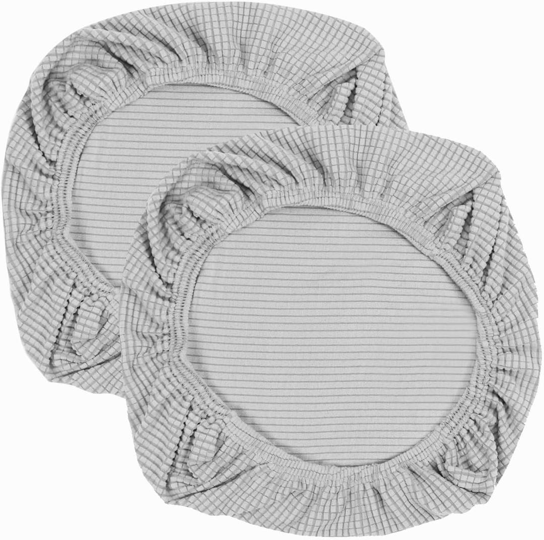Yikko Soft Stretch Spandex Jacquard Slipcovers, Corn Grain Texture Chair Slipcovers fit for Office,Dining Room,Bar,Wedding Chair Seat Cushions, Washable Removable Home Decor (2, Silver)