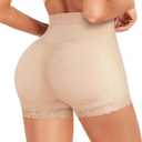 AOSBOEI Women Butt Lifter Panties Padded Shapewear Hip Enhancer Pads Shorts Seamless Underwear Tummy Control Boyshorts (Medium, Beige)