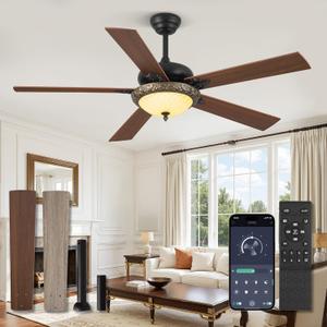 Fanbulous 56" Ceiling Fans with Lights, Rustic Ceiling Fan with Dimmable LED Light, Remote/APP Control,5 Dual Finish Blades,6-Speeds Traditional Ceiling Fan for Bedroom, Living Room,Indoor & Outdoor Fanbulous 56" Ceiling Fans with Lights, Rustic Ceiling Fan with Dimmable LED Light, Remote/APP Control,5 Dual Finish Blades,6-Speeds Traditional Ceiling Fan for Bedroom, Living Room,Indoor & Outdoor
