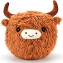 Buff Puffy Highland Cow Stuffed Animal (12 in) - Stuffed Highland Cow Plush Pillow - Highland Cow Gifts for Women - Cute Plushies Peluches - Plush Toys Stuffy - Cute Pillows