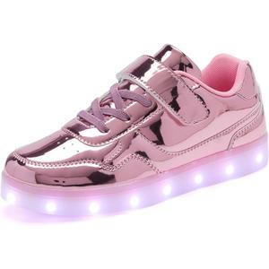 Kids Light Up Shoes with USB Charging Flashing LED Sneakers Luminous Dancing Shoe for Boys and Girls Child Unisex, Pink, 36