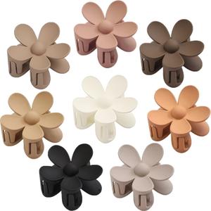8PCS Flower Hair Clips, Large Claw Clips for Women Thick Thin Hair, Big Cute Matte Flower Hair Claw Clips for Women Girls Gifts 8 Neutral Colors