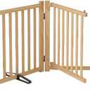 YOCAN Non-Painted Wooden Freestanding Dog Gates with Door for The House,Doorways, Stairs,Wood Dog Fences Indoor Pet Gate,Step Over Fence-6 Panel H:23"