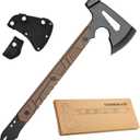 17.5in Full Tang Camping Axe Tomahawk with Nylon Sheath, Tactical and Survival Hatchet with Hammer for Axe Throwing, Outdoor Camping Hiking and Chopping Wood