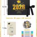 Graduation Guest Book Scrapbook Set 2026 - Black Gold 80 Pages Signature Photo Album with 8 Dual-Tip Markers, Stickers, Memory Book Sign for Class of 2026 High School College Grad Party Favors Gifts