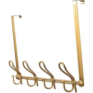 FantasHome Double Prong Over The Door Hook Rack with 12 Hooks  Gold