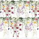 Spring Wildflowers Curtain Valance for Windows Floral Pink Rod Pocket Window Treatments 2 Panels Short Curtains for Kitchen Windows Bathroom Bedroom,42 x 12 Inch