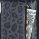 for Samsung Galaxy A13 5G Case with Card Holder for Women, for Samsung Galaxy A13 5G Phone Case Wallet with Credit Card with Ring Kickstand Zipper Slim Stand Case - Black Leopard