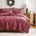 WDCOZY Christmas Twin Size Quilt Bedding Sets with 1 Sham, Red Patchwork Soft Lightweight Xmas Bedspread Coverlet with Tree Reindeer Snowflakes Pattern, Holiday Thin Comforter All Season, 2 Pieces, Twin (68"x90")