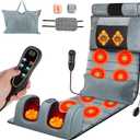 KOCASO Full Body Massage Mat with Heat, Electric Massage Mat Chair Pad Back/Neck/Foot Massager, Detachable Lumbar& Head Pillow W/ 2 Earplugs-Vibration & Kneading for Stress Relief/Gift
