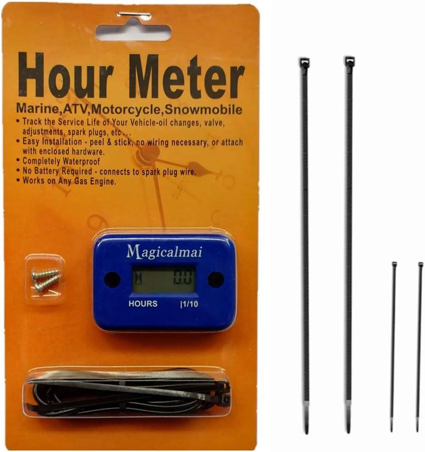 Inductive Hour Meter for Gas Engine Generator Lawn Mower Pressure Washer Marine ATV Boat Outboard Motor Dirt Bike Motorcycle Waterproof Hr Meters - Blue (1)