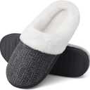 shoeslocker Women's Memory Foam Fuzzy Slippers Knit house shoe for Women Comfy Wool-Like Lined Slippers Indoor Outdoor (Purple)