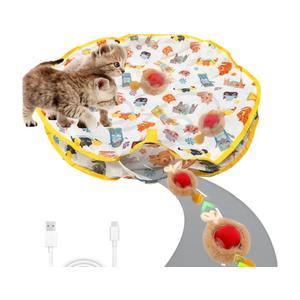 28-Inch Interactive Cat Play Mat with Automatic Rolling Ball – Motion-Activated Hide & Seek Toy for Indoor Cats