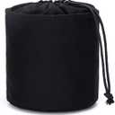 Tall Purse Organizer Insert Womens Canvas Round Handbag Organizer Storage,Handbag Purse Organizer Round Cosmetic Pouch Bag Bucket Makeup Bag (Black)