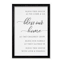 SRSZHIYUE Bless This Home Wall Decor 16"×24" Modern Rustic Farmhouse Inspirational Blessing Sweet Family Quote Scripture Sign for Living Room Bedroom House Wall Art Hanging (Black)