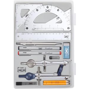 Mr. Pen- Professional Geometry Set, 15 pcs, Geometry Kit for Artists and Students, Geometry Set, Metal Rulers and Compasses, Drawing Tools, Drafting Supplies, Drafting Set, Drafting Tools and Kits (Silver)