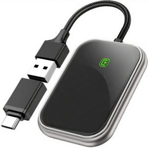 Wireless Carplay Adapter for Apple iPhone [Stable Transmission & No Delay] Convert Wired to Wireless CarPlay Adapter Plug & Play Applies to Cars Since 2016 & Phone with iOS10+ Black