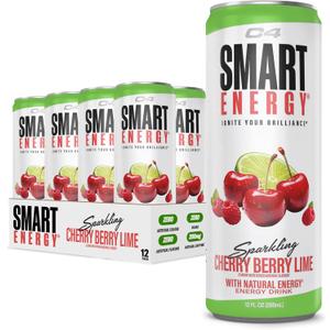 Cellucor C4 Smart Energy Drink - Sugar Free Performance Fuel & Nootropic Brain Booster, Coffee Substitute or Alternative | Cherry Berry Lime 12 Oz - 12 Pack (EXP 11/17/27)