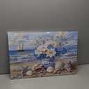 RASEONG Blue Ocean Floral Wall Art, Summer Seashell and Starfish Coastal Painting for Living Room or Bathroom, Framed Home Decor, 24W x 16L Inches(2 Pack)