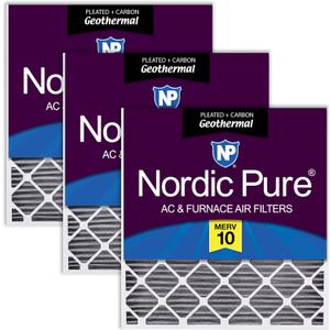 Nordic Pure 30x32x2 (Actual Size: 29 1/2 x 31 3/4 x 1 3/4) Geothermal MERV 10 Pleated Plus Carbon AC Furnace Air Filters 3 Pack