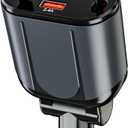 Retractable Car Charge 4 in 1 Fast Car Phone Charger Adapter PD 62W Phone Retractable Cables (31.5 inch) and 2 USB Ports Car Charger， Compatible with iPad,Samsung,Pixe iPhone 15/14/13, Black
