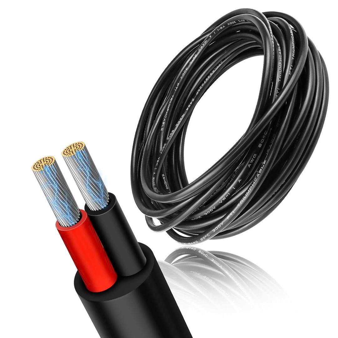 RESHAKE 18 Gauge 2 Conductor Electrical Wire, 49.2ft/15m Low Voltage Wire, 18 AWG Flexible Extension Cord, Tinned Copper 18/2 Cable for LED Strips Light Lighting, Outdoor Waterproof Stranded Wires