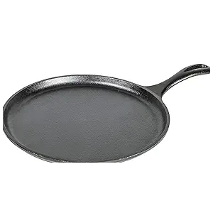 Lodge Round Seasoned Cast Iron Griddle Round Shaped, Pre Seasoned Iron Griddle Pan Non Toxic, PFAS Free Cookware Compatible with Stovetop, Oven, Grill, or Campfire 10.5 Inches