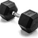 CAP Barbell Coated Hex Dumbbell Weight - Single | Chrome Handle, 50 lb | Multiple Options