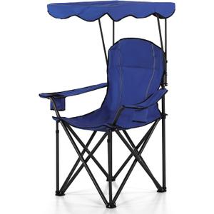 ALPHA CAMP Oversized Camping Chair with Shade Canopy, Folding Lawn Chairs (Single Pack, Navy Blue)