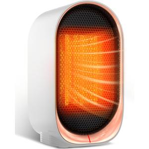 Space Heater, Portable Heater for Indoor Use, Small Electric Heaters with Overheat & Tip-Over Protection, Mini Desk Heaters for Office Bedroom Bathroom, Compact & Efficient Heating, White