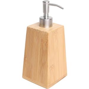 Bamboo Hand Soap Dispenser Wooden Lotion Pump Dispenser for Bathroom Kitchen Dish Lotion Shampoo with Stainless Steel Soap PumpTrapezoid